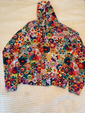 Takashi Murakami inspired Multicolor Smiley Flower Hoodie Jacket unisex size XXL